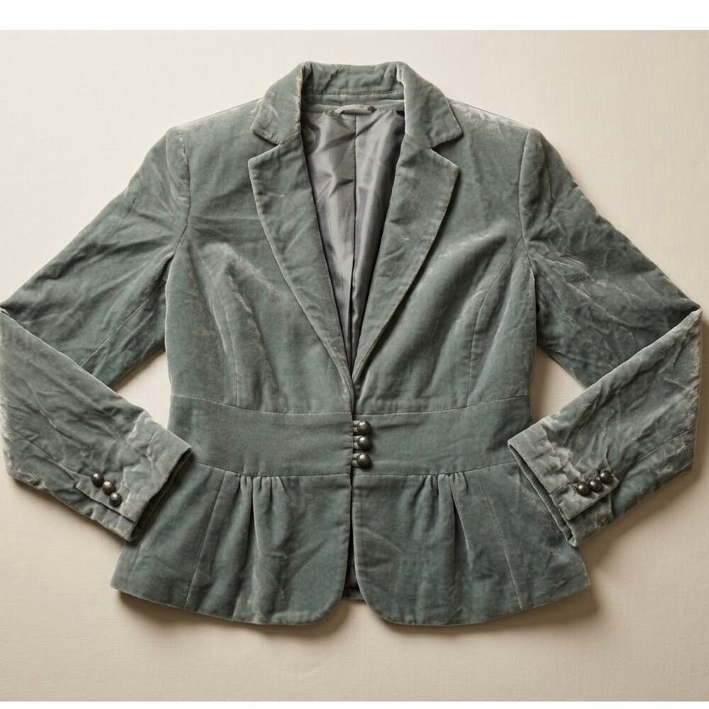 Y2k Silk Velvet Peplum Blazer Buttons Victorian Revival Renaissance Fair